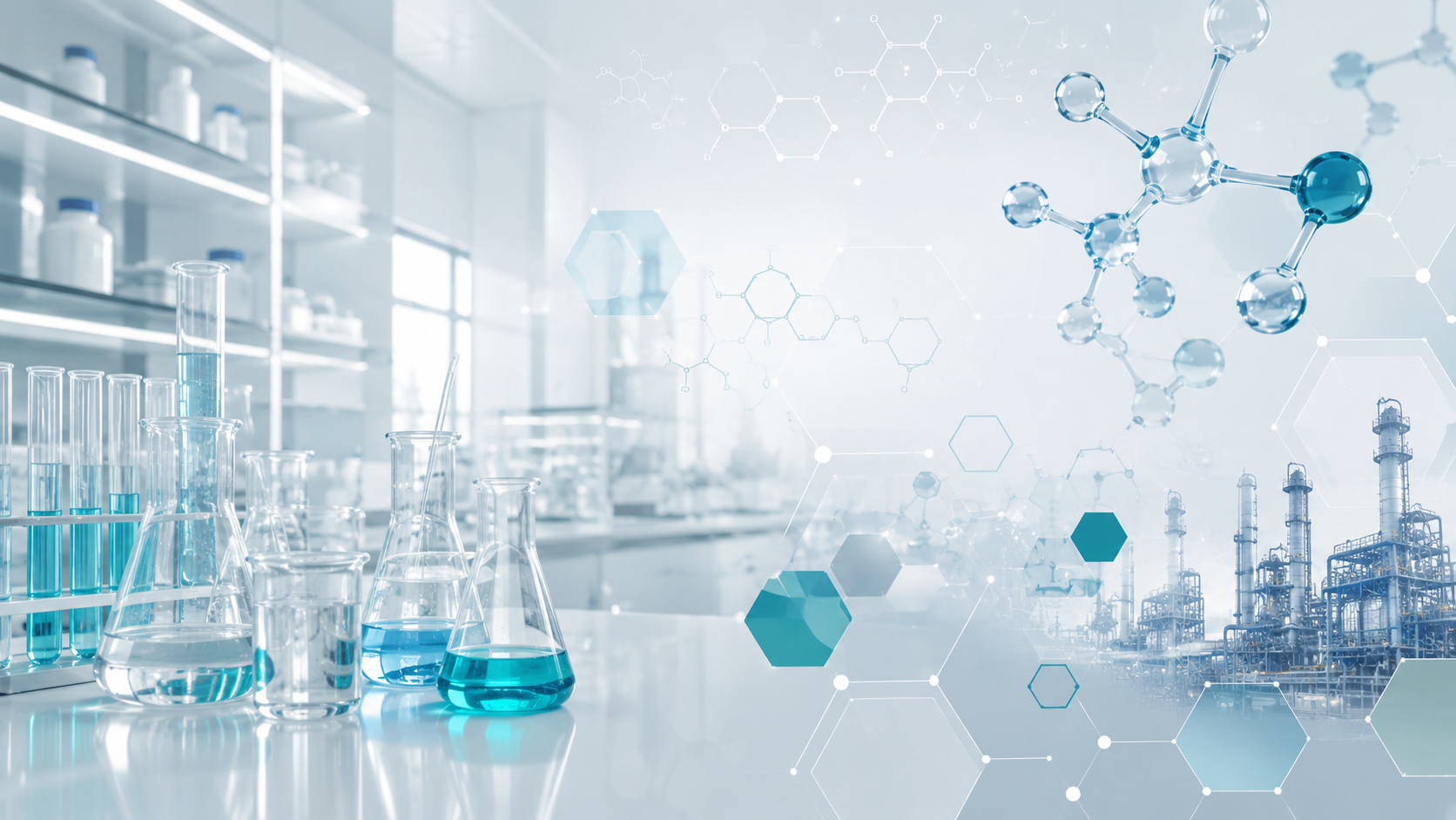 Nowoczesne laboratorium chemiczne, molekuły i surowce chemiczne dla przemysłu